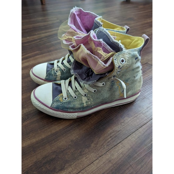 Limited Edition Converse All Star High Top Tutu Splatter Light wash Sneakers - Picture 6 of 8